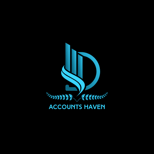 Accounts Haven logo with a clean design, featuring a vibrant blue icon and text, symbolizing trust, clarity, and expertise in accounting services